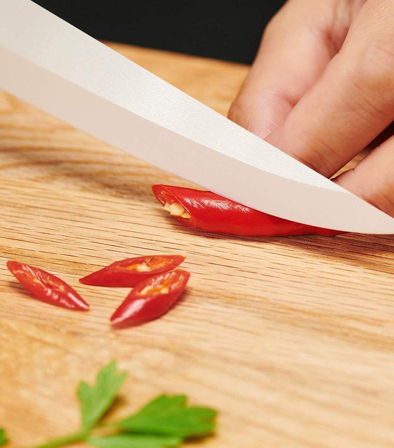 Cerahome Ceramic knife Super Sharp 4-inch Utility Knife Fruit Paring Knife Set with Sheath, Kitchen knives Sets for Cutting Boneless meats, Sashimi, Fruits and Vegetables (Red+Green) - Image 5